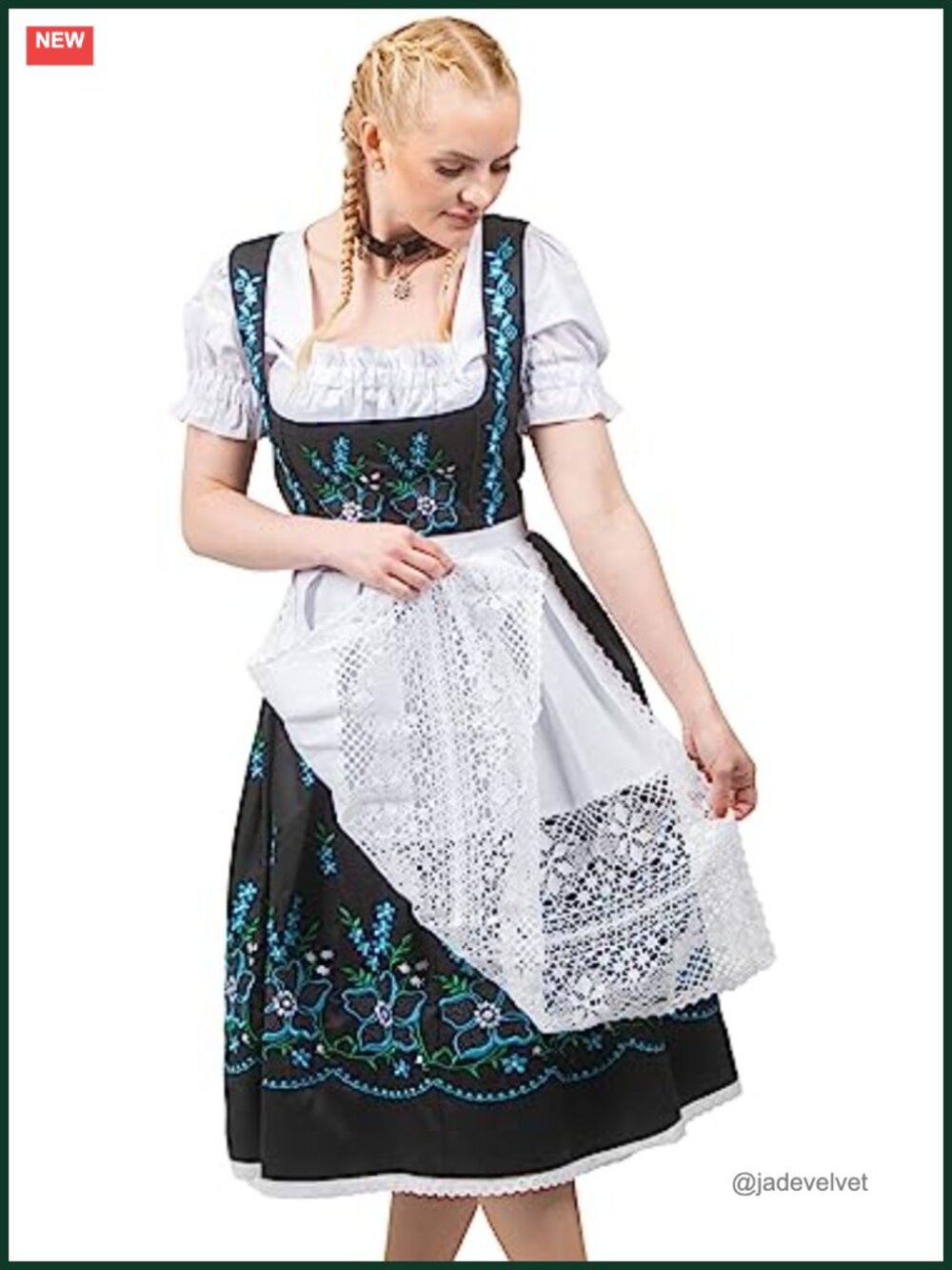 3-Piece Traditional Bavarian Dirndl Dress Oktoberfest Heirloom Quality Cotton